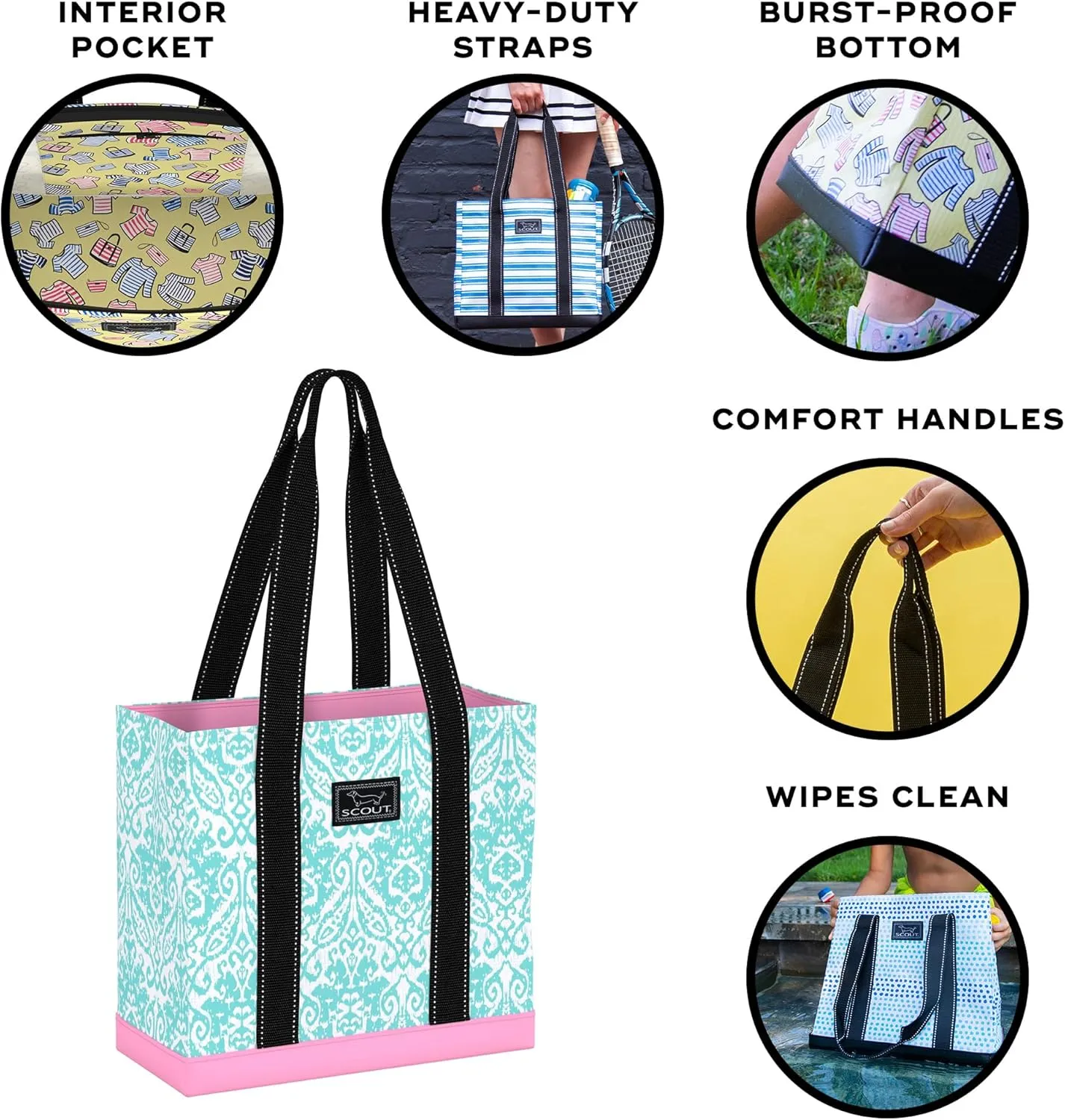 SCOUT Mini Deano - Small, Lightweight, Open Top Utility Tote For Women with Inside Zipper Pocket - Work, Travel, Beach