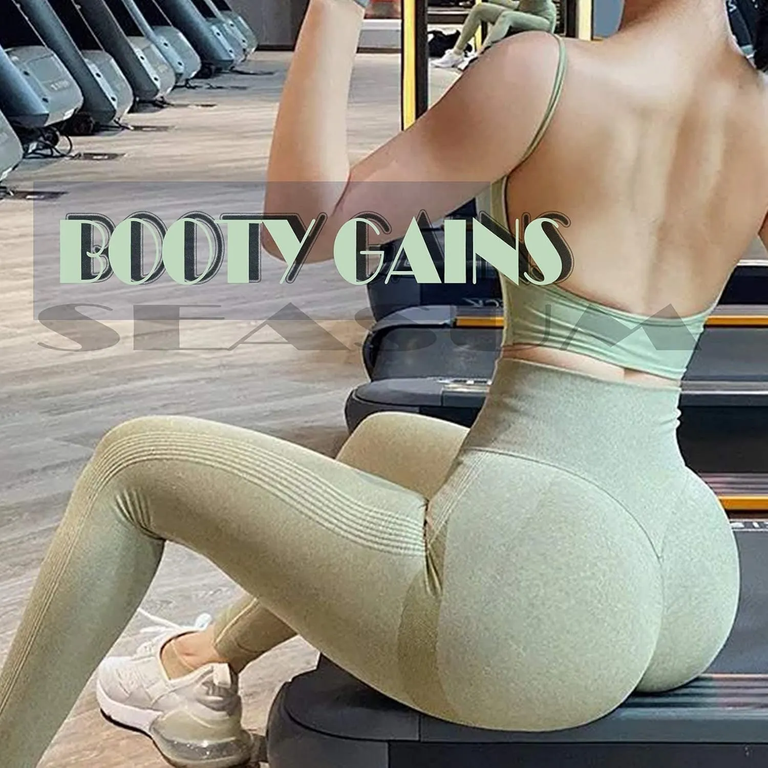 SEASUM Women High Waisted Seamless Leggings Smile Contour Workout Gym Yoga Pants Tights