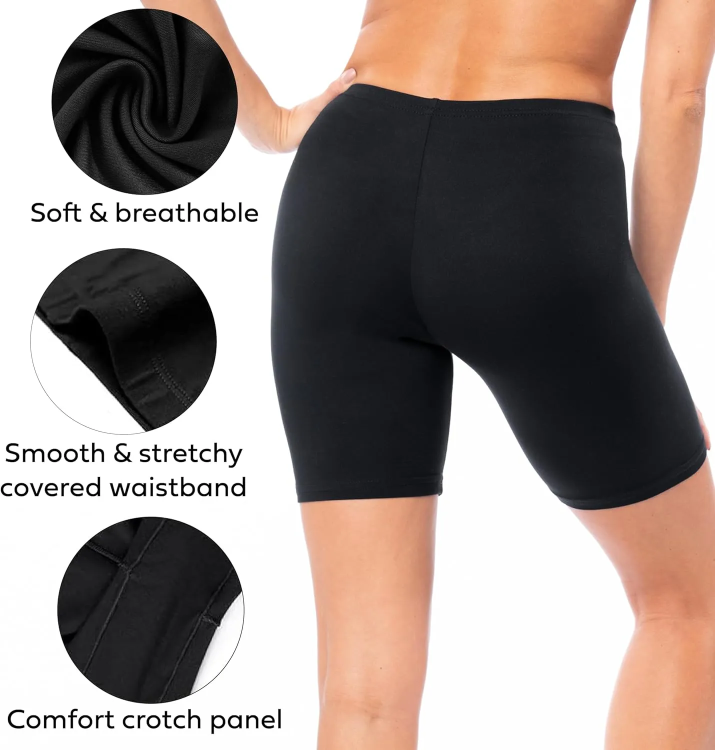 Sexy Basics Women's Cotton Stretch Active Slip Shorts | 3 Pack & 6 Pack Boy Short Boxer Briefs