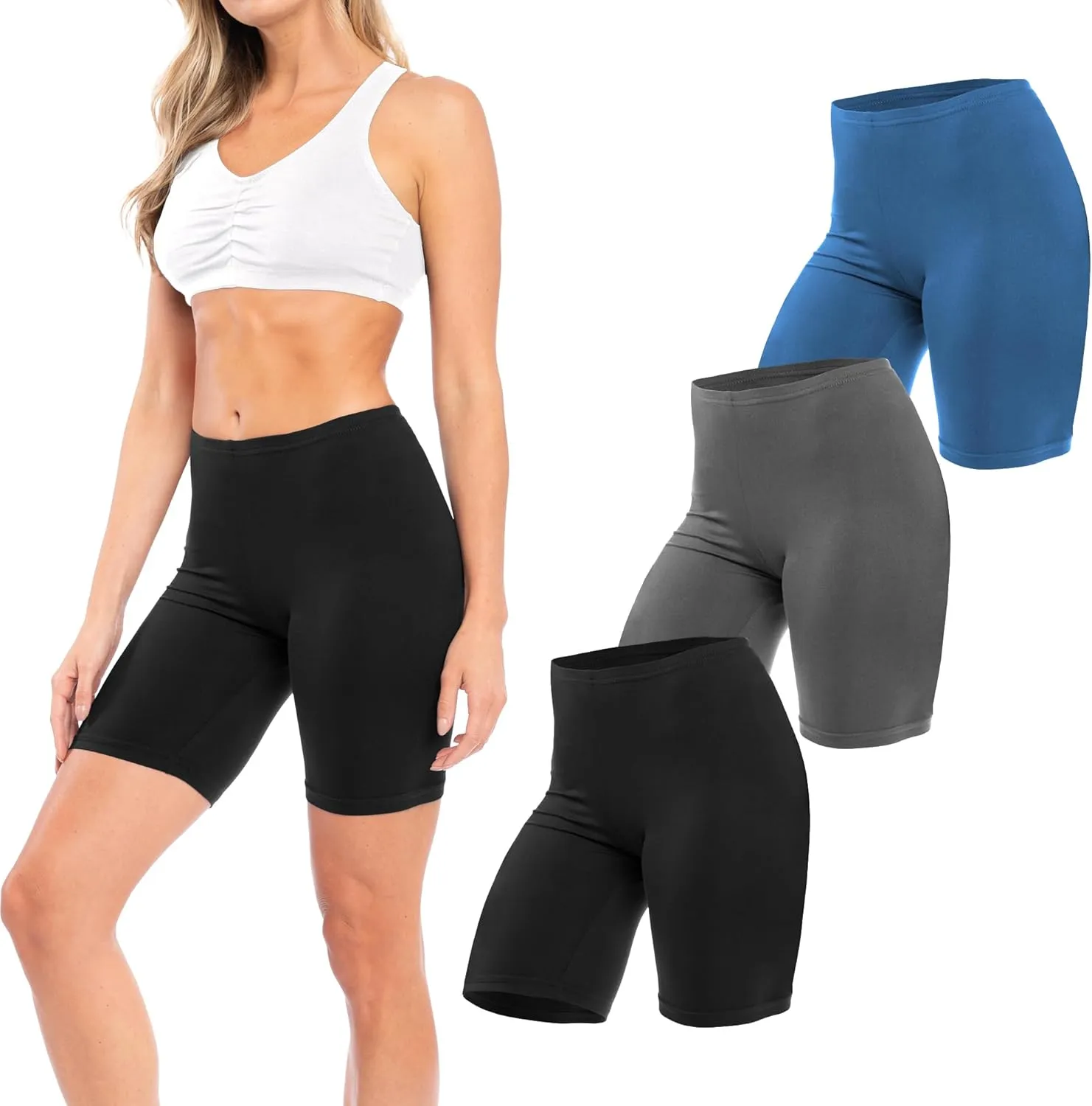 Sexy Basics Women's Cotton Stretch Active Slip Shorts | 3 Pack & 6 Pack Boy Short Boxer Briefs