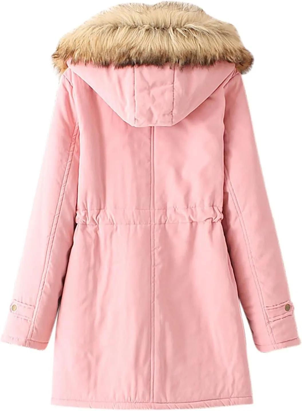 SGASY Women's Winter Coats Fleece Lined Zip Up Jacket Long Winter Warm Fuzzy Coat Windproof Hoodie Outwear with Pockets