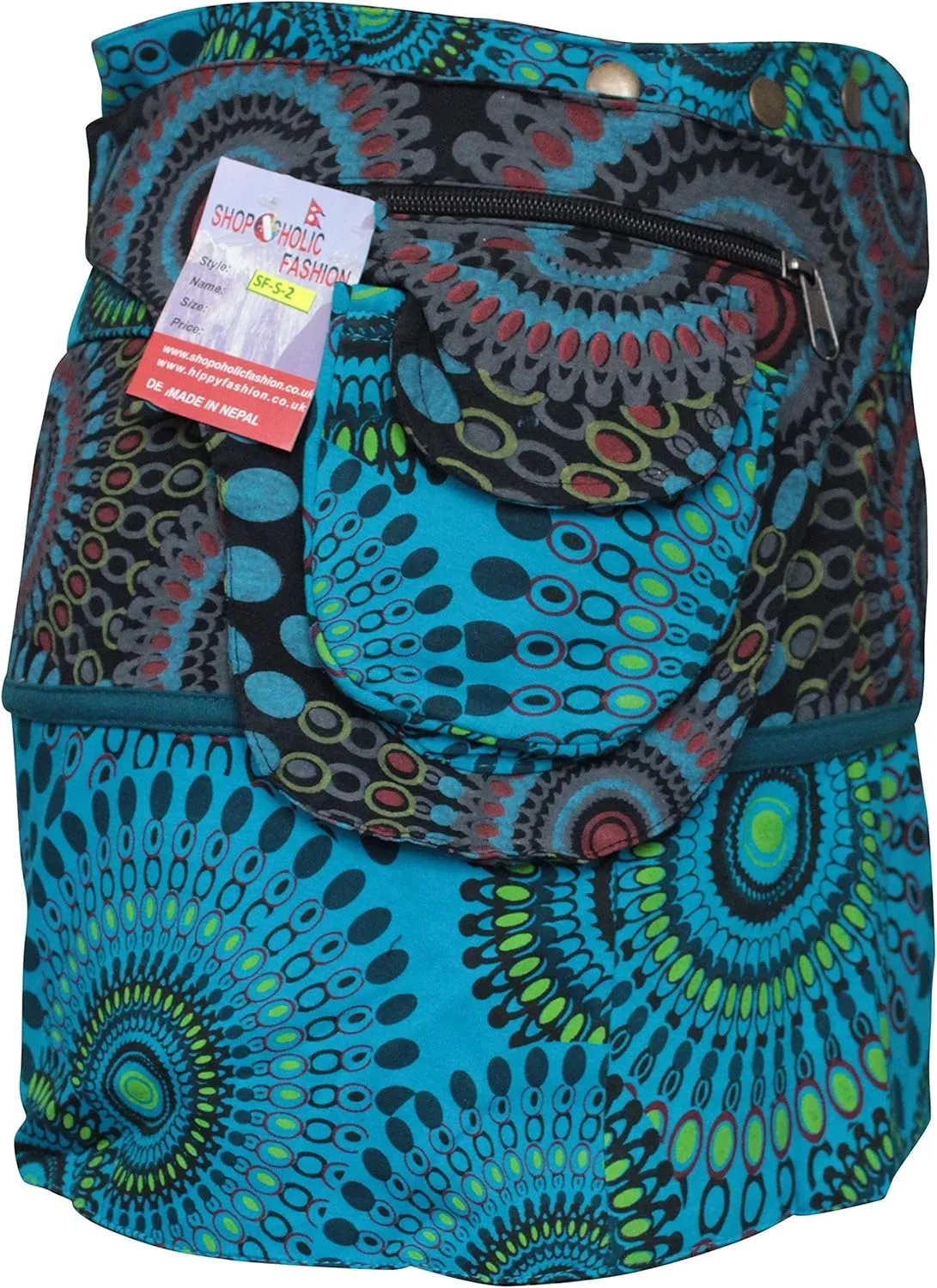 Shopoholic Fashion Womens Reversible Both Side Wrap Round Hippy Popper Skirt
