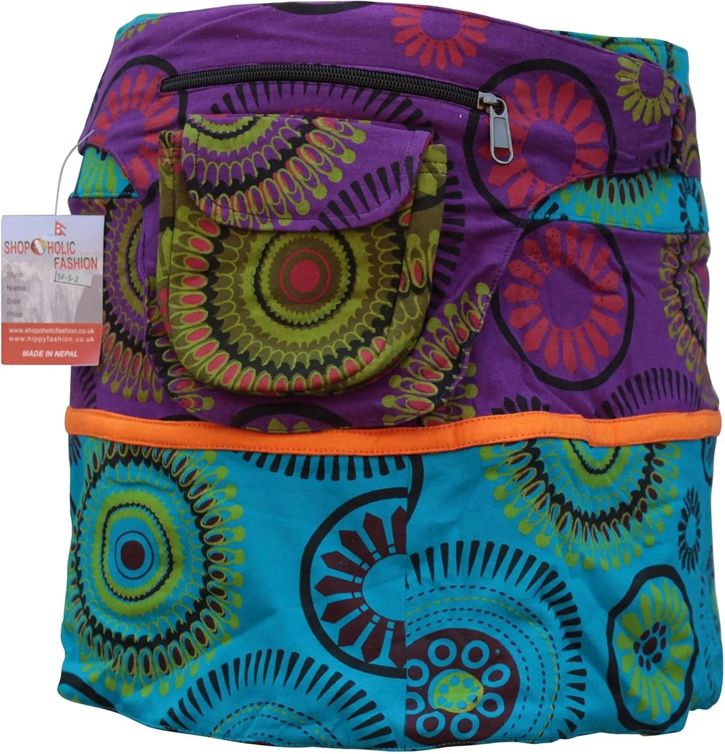 Shopoholic Fashion Womens Reversible Both Side Wrap Round Hippy Popper Skirt