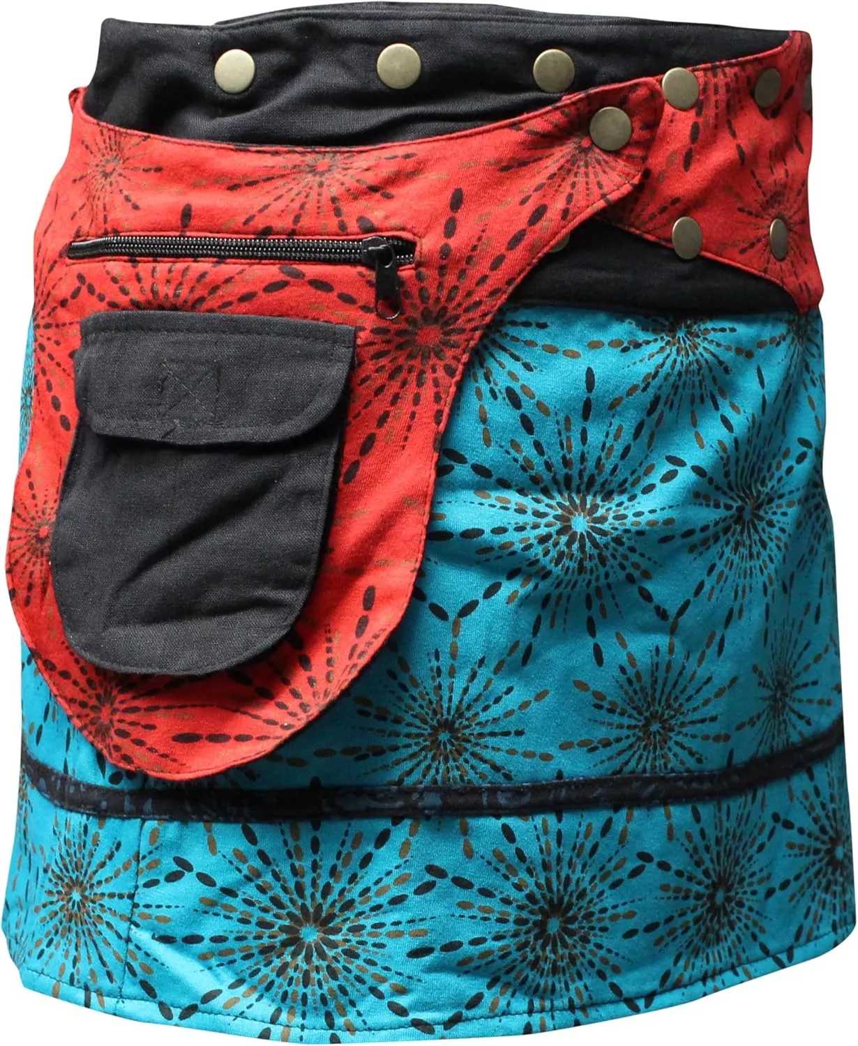 Shopoholic Fashion Womens Reversible Both Side Wrap Round Hippy Popper Skirt