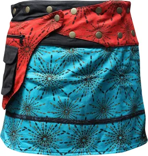 Shopoholic Fashion Womens Reversible Both Side Wrap Round Hippy Popper Skirt