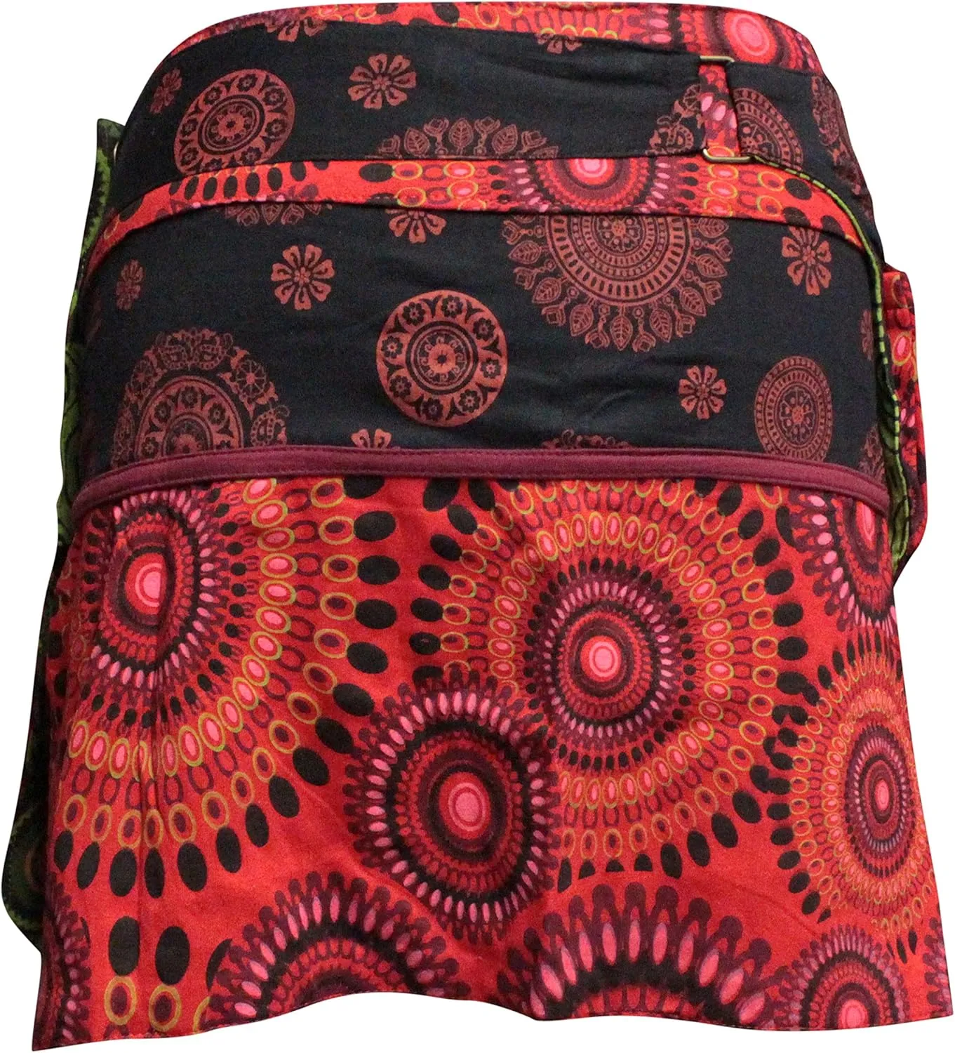 Shopoholic Fashion Womens Reversible Both Side Wrap Round Hippy Popper Skirt