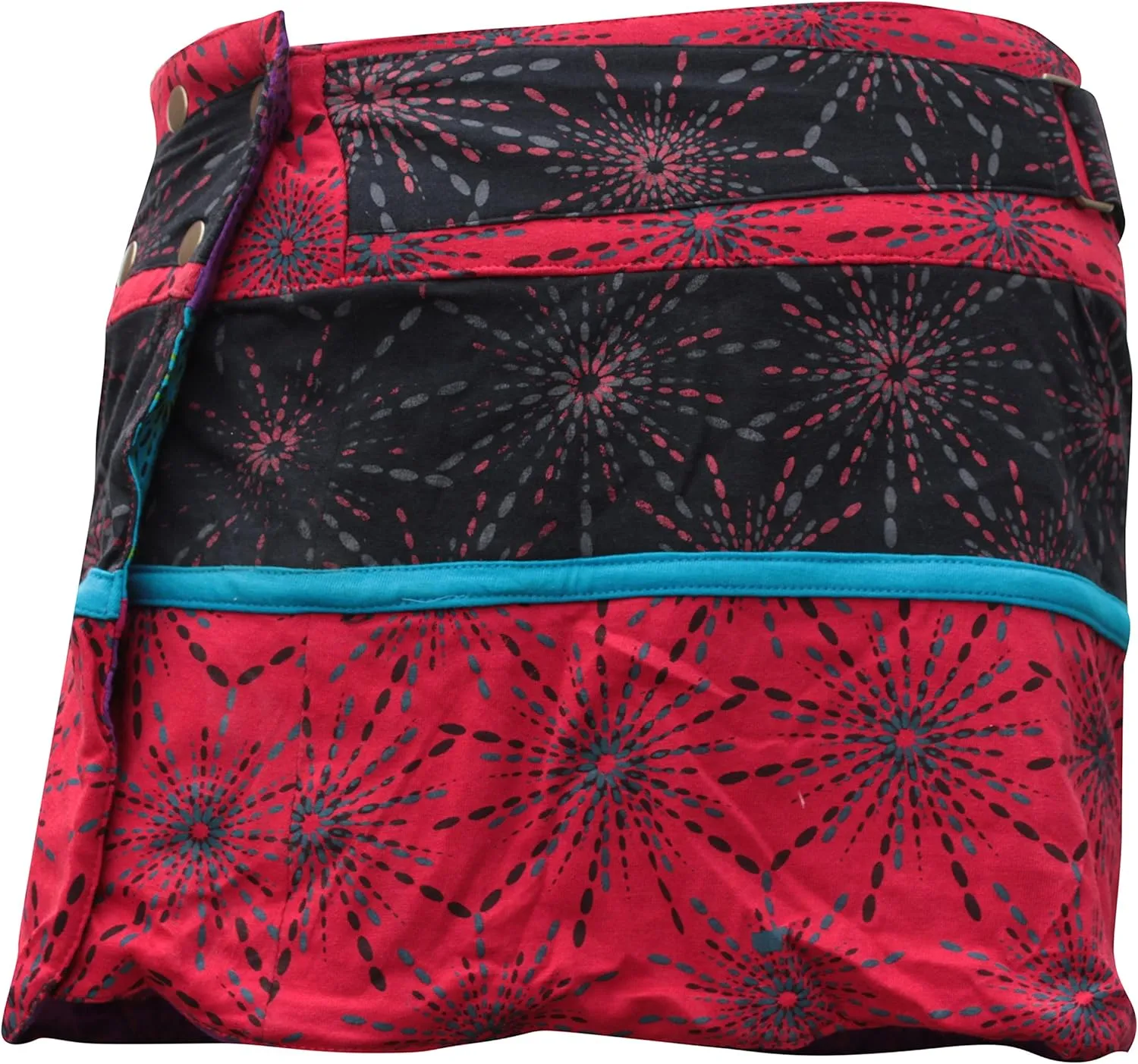 Shopoholic Fashion Womens Reversible Both Side Wrap Round Hippy Popper Skirt
