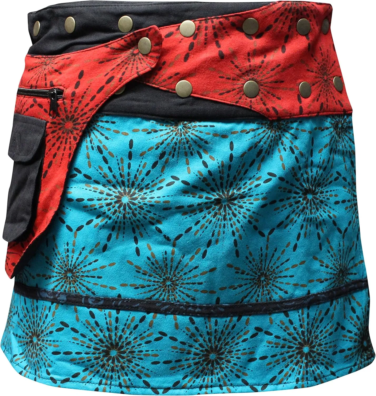 Shopoholic Fashion Womens Reversible Both Side Wrap Round Hippy Popper Skirt