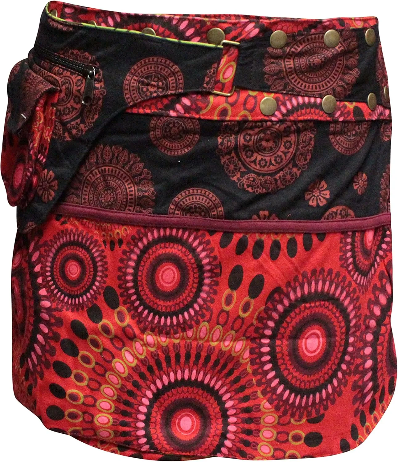 Shopoholic Fashion Womens Reversible Both Side Wrap Round Hippy Popper Skirt