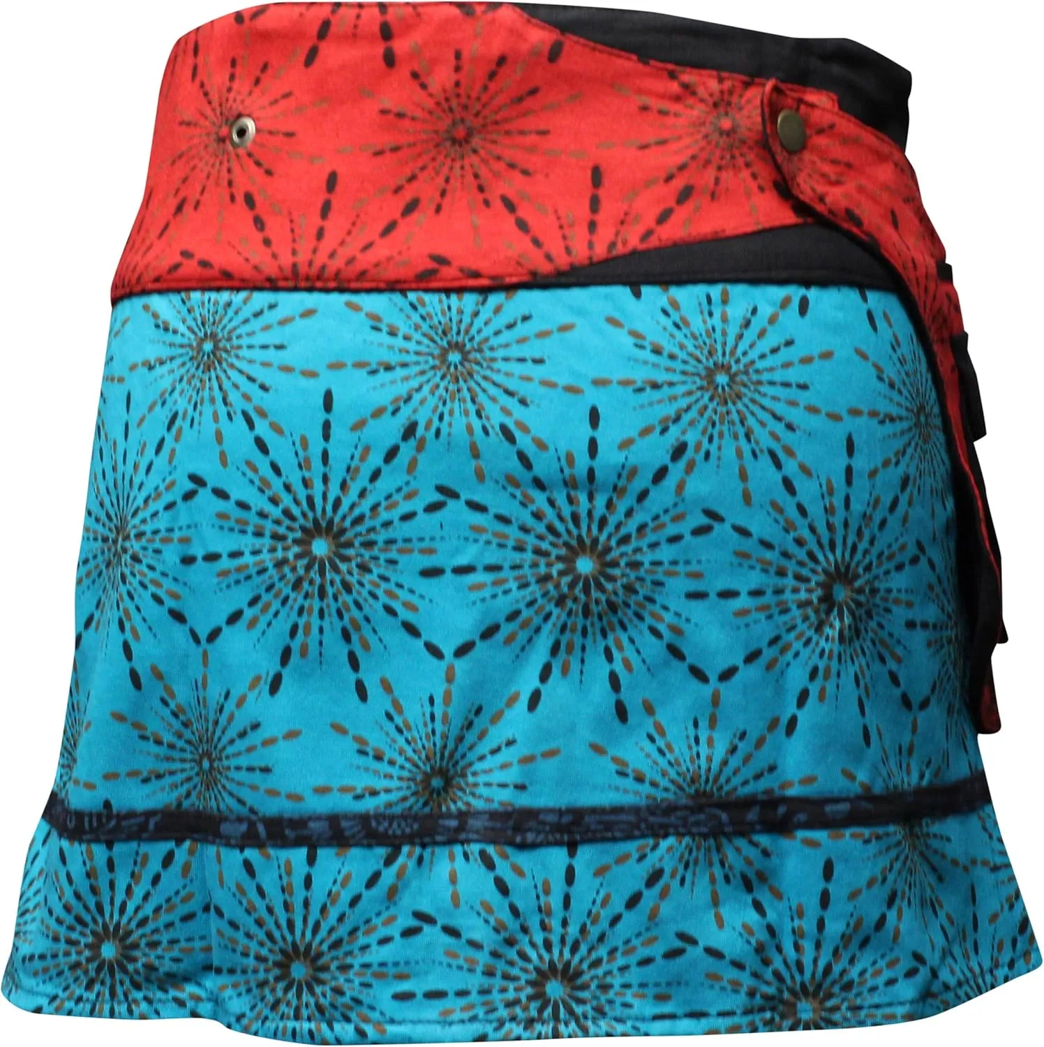 Shopoholic Fashion Womens Reversible Both Side Wrap Round Hippy Popper Skirt
