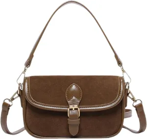 Shoulder HandbagWomen Vintage Faux Sueded Leather Small Crossbody Bag with Adjustable Strap Top Handle Shoulder Handbag Satchel Purse