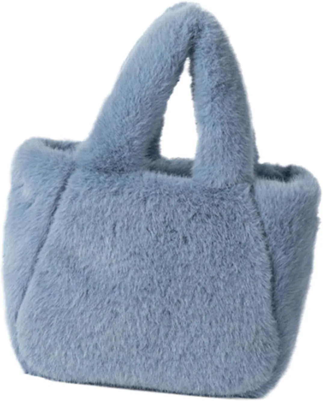 Shoulder HandbagWomen's Winter Casual Faux Furs Furry Small Shoulder Bucket Bag Solid Color Plush Crossbody Satchel Fuzzy Handbag Purse