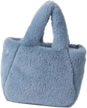 Shoulder HandbagWomen's Winter Casual Faux Furs Furry Small Shoulder Bucket Bag Solid Color Plush Crossbody Satchel Fuzzy Handbag Purse