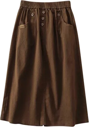 Skirts for Women Summer 2024 Elastic High Waisted Midi Skirt Swing a Line Casual Loose Flowy Vintage Pleated Skirts