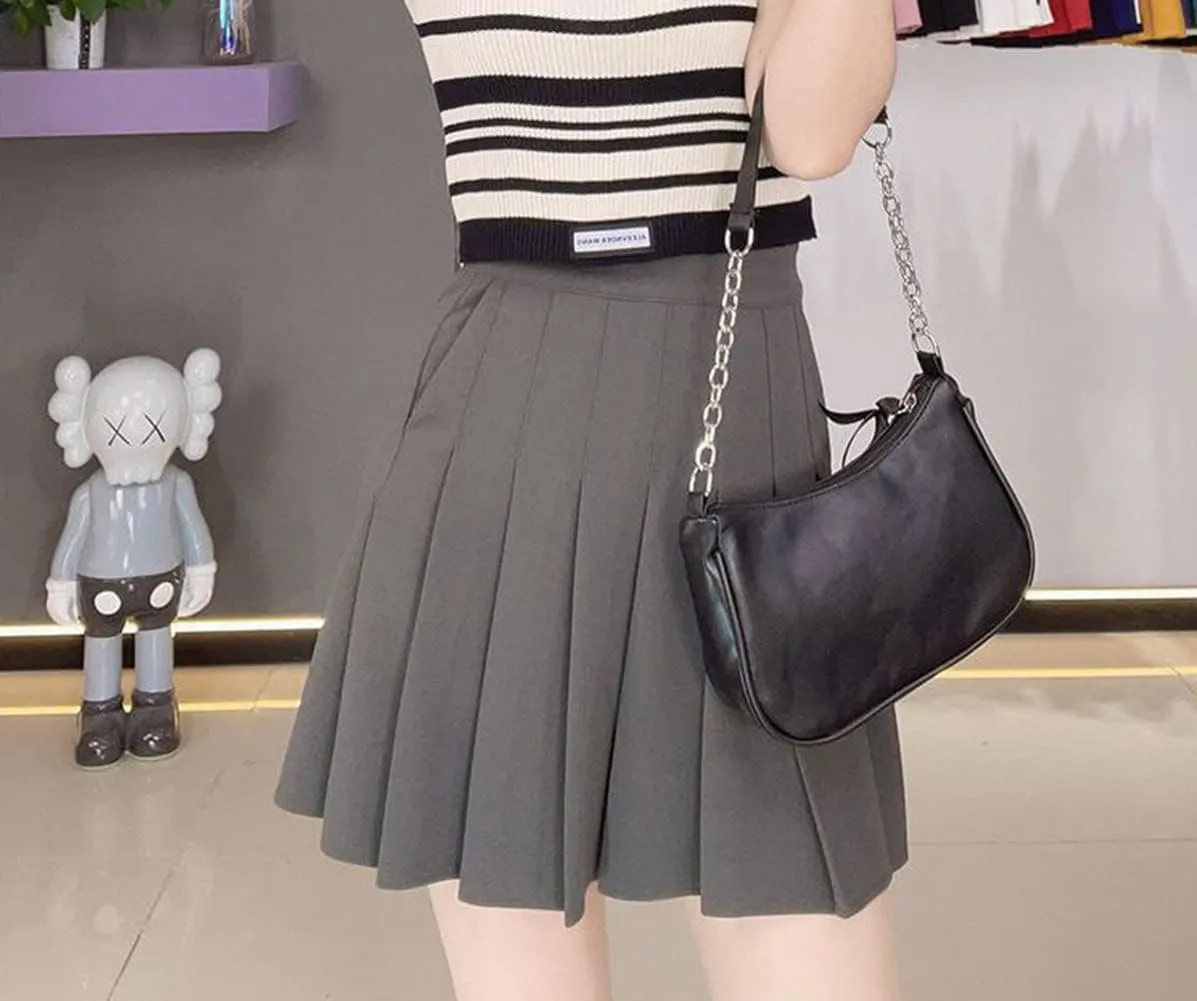 Skorts Skirts for Women with Pockets Elastic Waist Pleated Skirt High Waisted A-Line Tennis Skirt