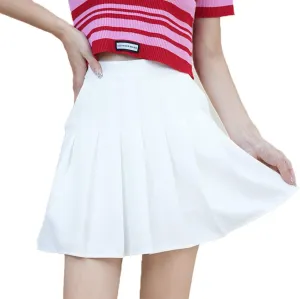 Skorts Skirts for Women with Pockets Elastic Waist Pleated Skirt High Waisted A-Line Tennis Skirt