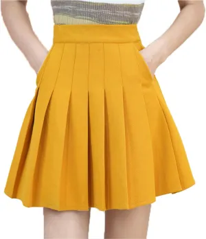 Skorts Skirts for Women with Pockets Elastic Waist Pleated Skirt High Waisted A-Line Tennis Skirt