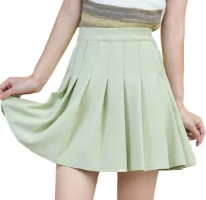 Skorts Skirts for Women with Pockets Elastic Waist Pleated Skirt High Waisted A-Line Tennis Skirt