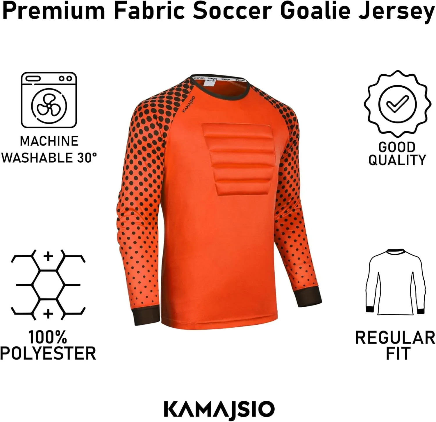 Soccer Goalie Jersey Youth - Elbow & Chest Padded Youth Soccer Goalie Jersey - Adult Football Goalkeeper Shirt