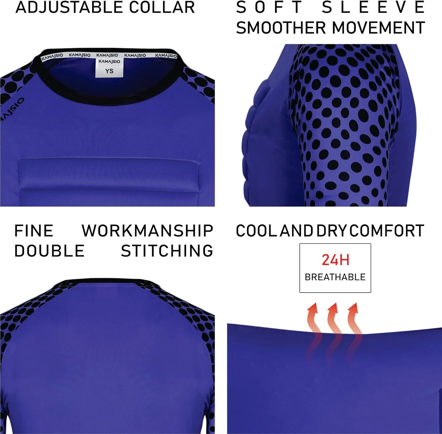 Soccer Goalie Jersey Youth - Elbow & Chest Padded Youth Soccer Goalie Jersey - Adult Football Goalkeeper Shirt