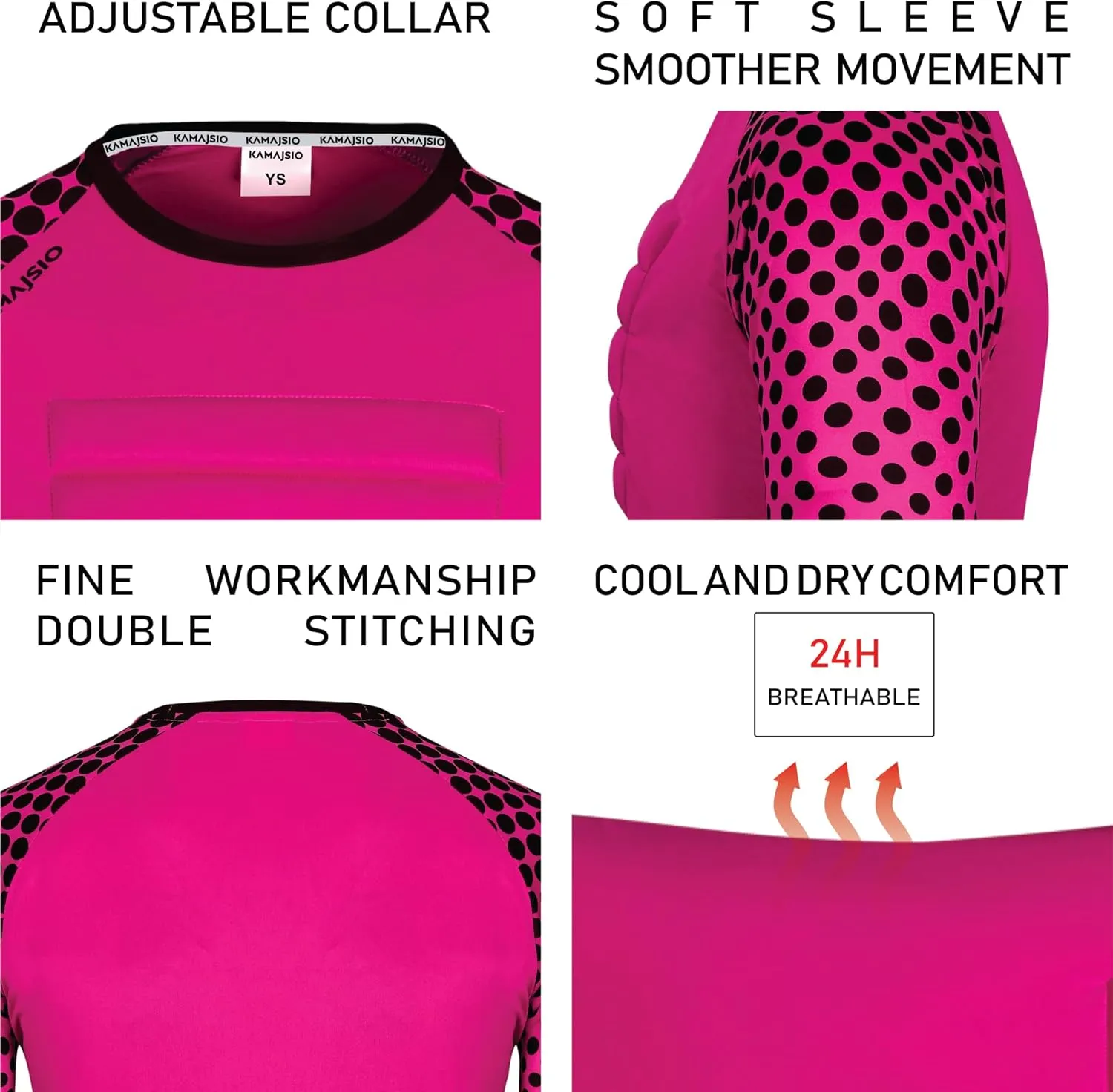 Soccer Goalie Jersey Youth - Elbow & Chest Padded Youth Soccer Goalie Jersey - Adult Football Goalkeeper Shirt