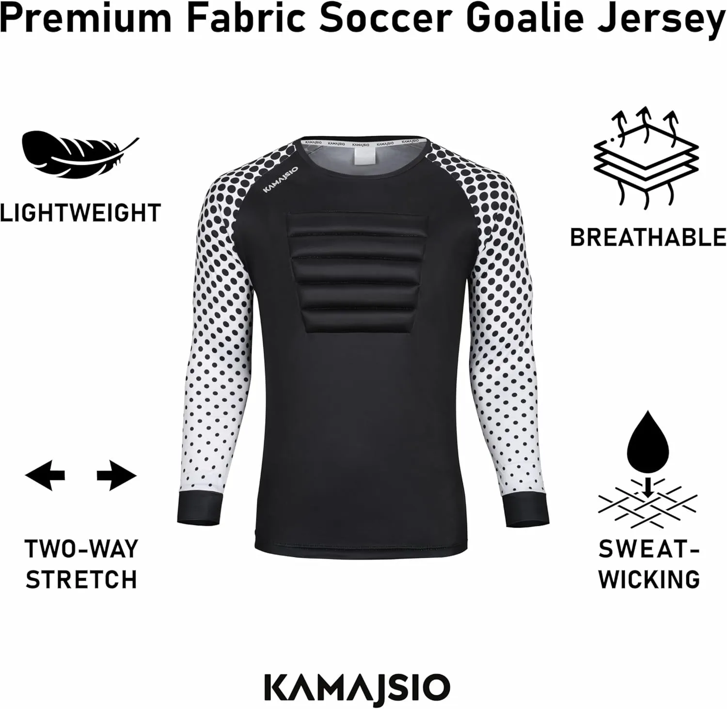 Soccer Goalie Jersey Youth - Elbow & Chest Padded Youth Soccer Goalie Jersey - Adult Football Goalkeeper Shirt
