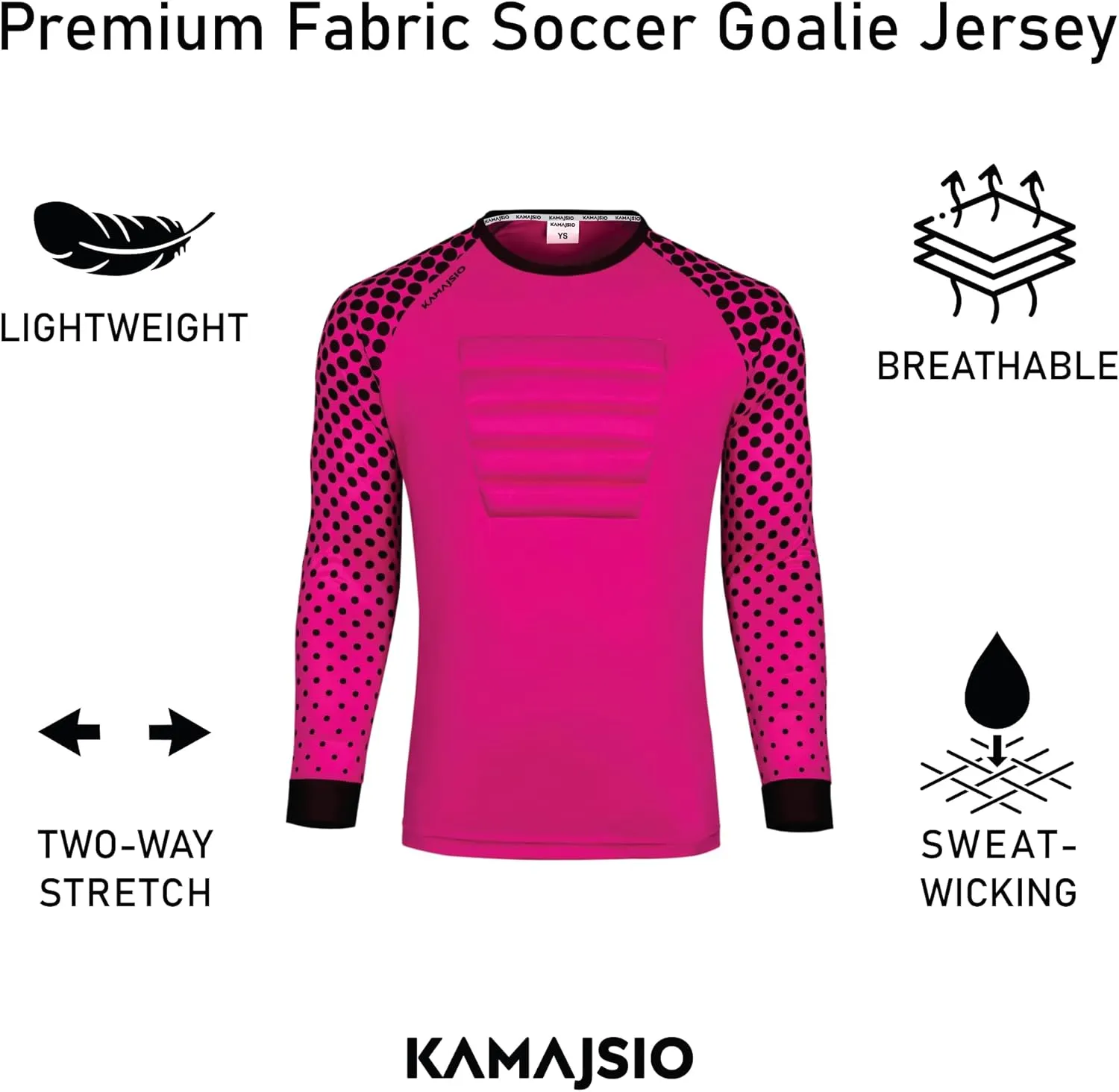 Soccer Goalie Jersey Youth - Elbow & Chest Padded Youth Soccer Goalie Jersey - Adult Football Goalkeeper Shirt