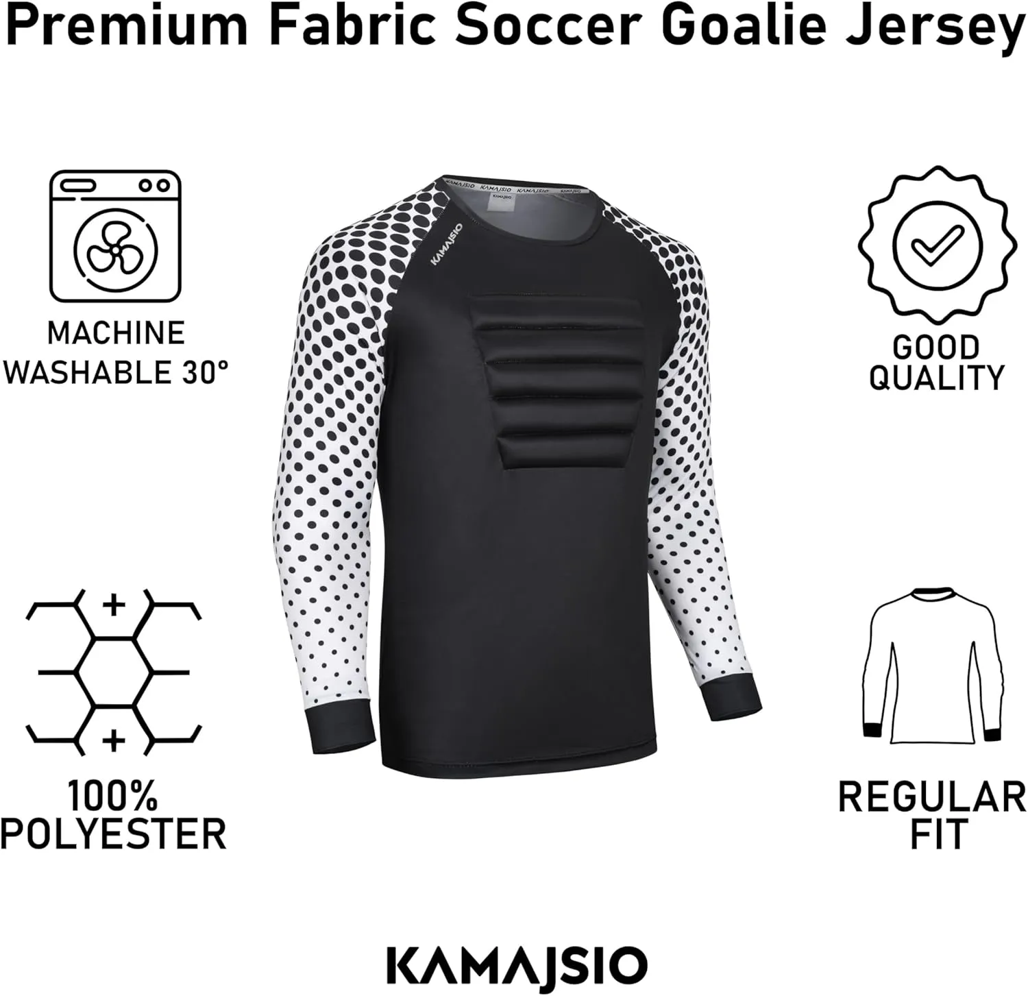 Soccer Goalie Jersey Youth - Elbow & Chest Padded Youth Soccer Goalie Jersey - Adult Football Goalkeeper Shirt