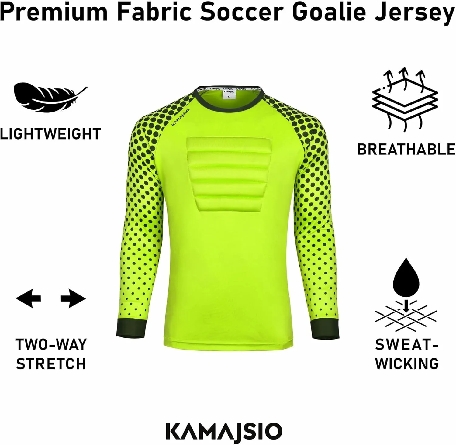 Soccer Goalie Jersey Youth - Elbow & Chest Padded Youth Soccer Goalie Jersey - Adult Football Goalkeeper Shirt