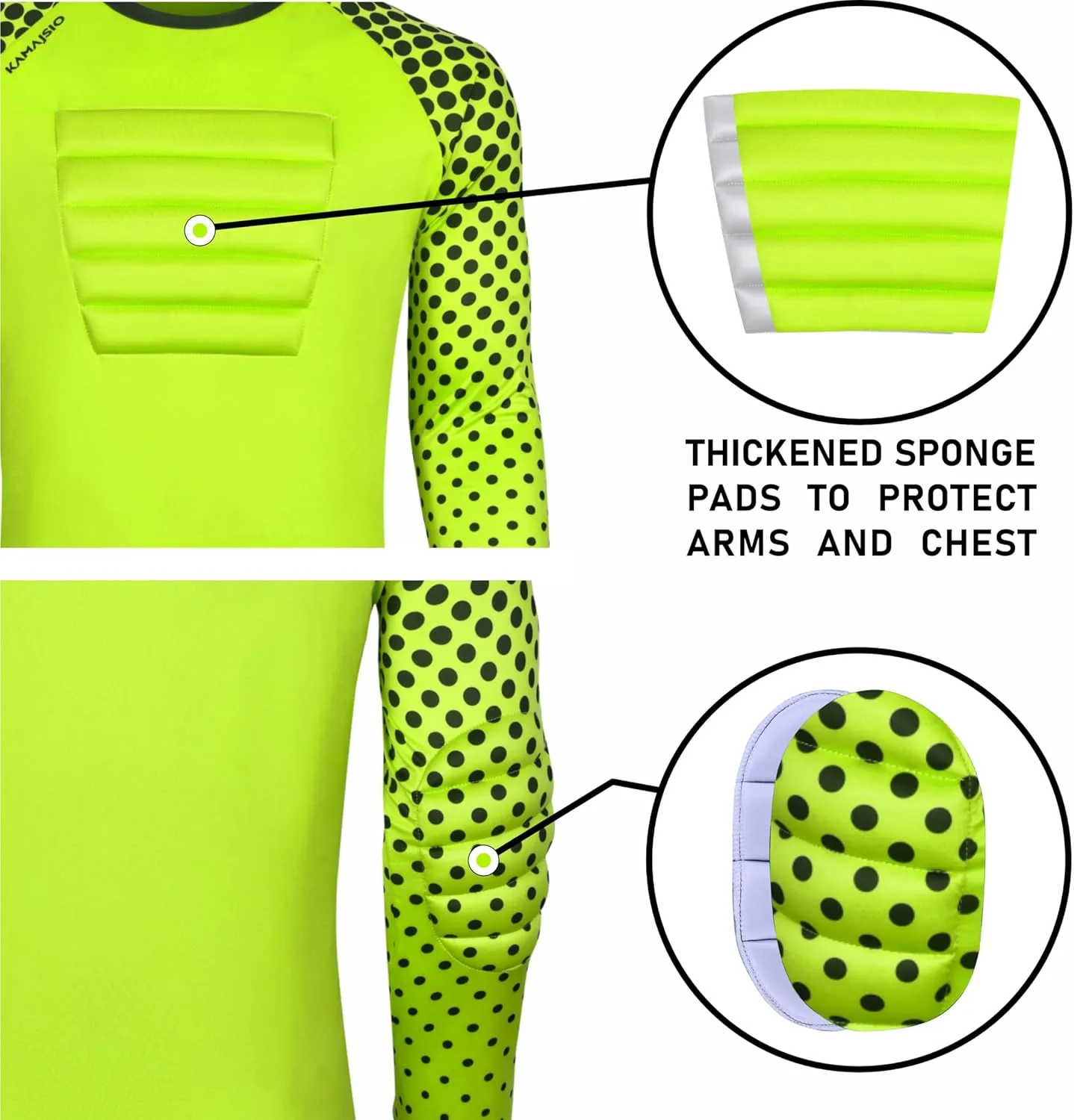 Soccer Goalie Jersey Youth - Elbow & Chest Padded Youth Soccer Goalie Jersey - Adult Football Goalkeeper Shirt