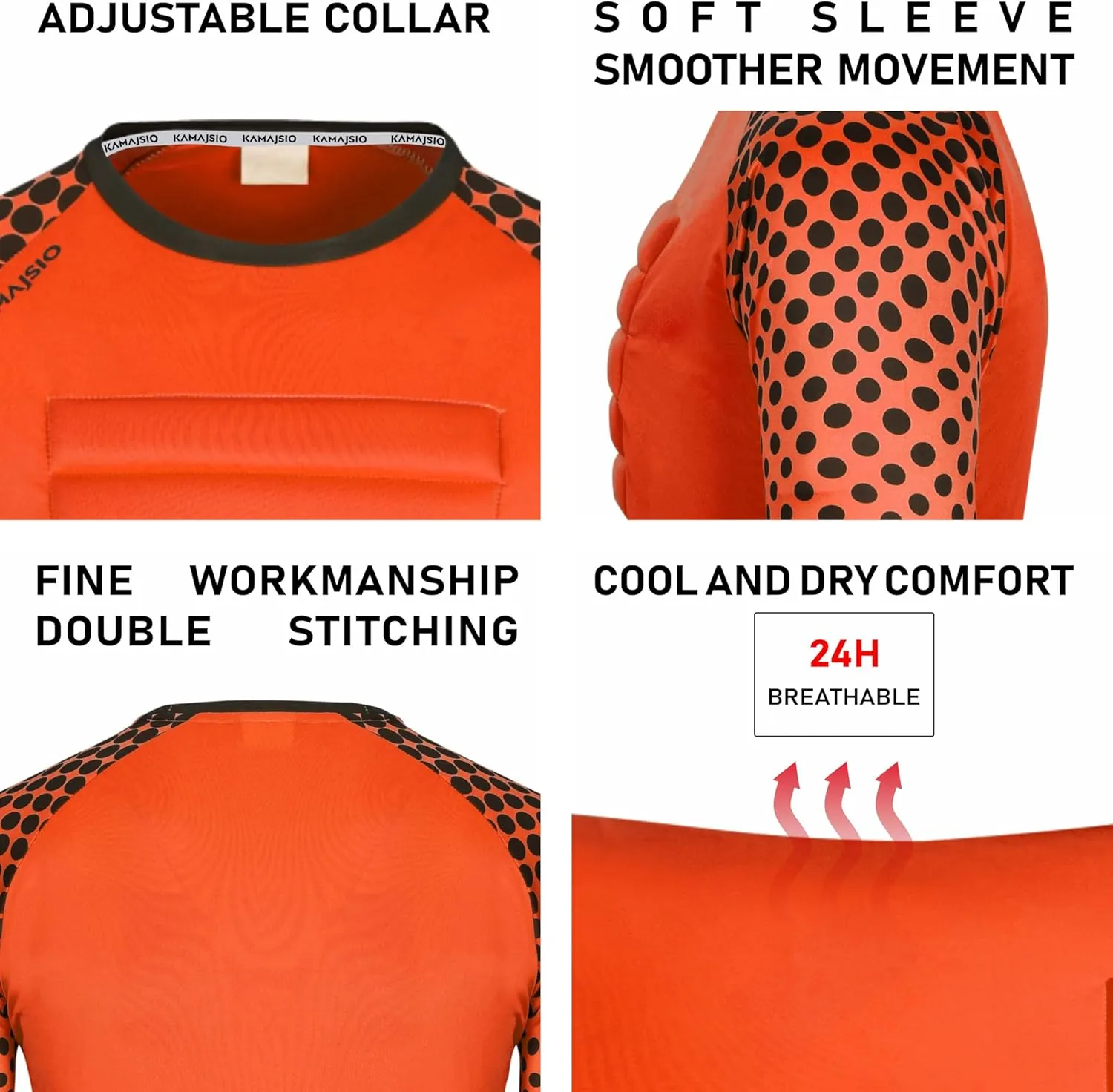 Soccer Goalie Jersey Youth - Elbow & Chest Padded Youth Soccer Goalie Jersey - Adult Football Goalkeeper Shirt