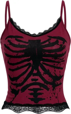 SOLY HUX Women's Gothic Camisole Lace Trim Y2k Crop Top Tight Fitted Printed Cami Tops Streetwear