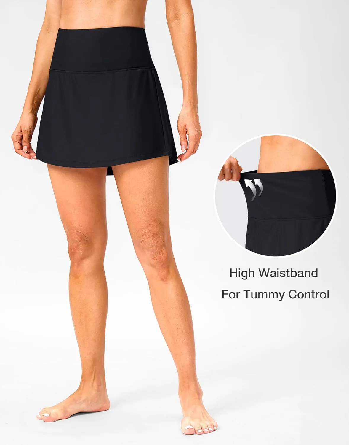 Soothfeel Women's High Waisted Swim Skirt with Pocket Tummy Control Tankini Swimsuit Bathing Suit Skirt Bottom for Women