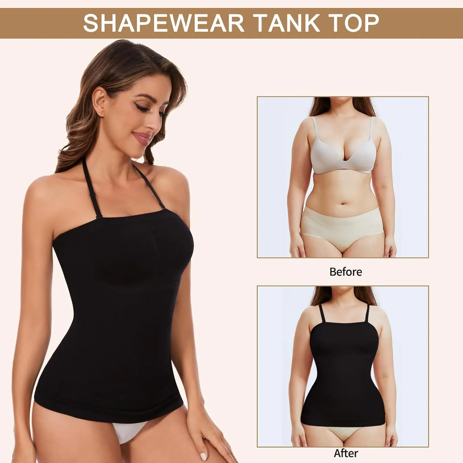 Strapless Shapewear Tank Tops for Women Shapewear Cami Tummy control Slimming Camisole