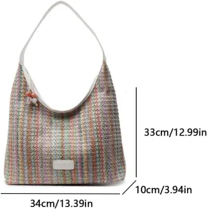 Straw Shoulder Handbag Casual Tote Bag Woven Beach Bag for Women