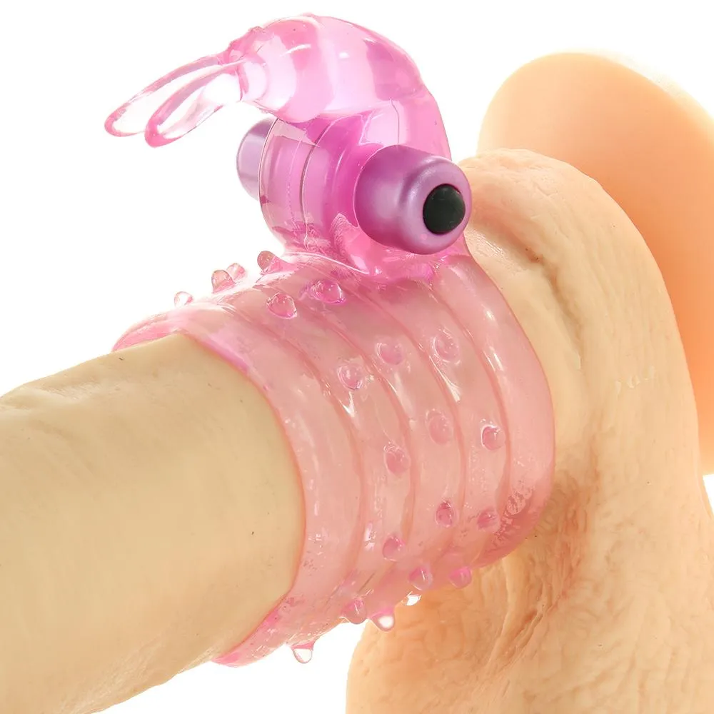 Stretchy Vibrating Bunny Enhancer in Pink