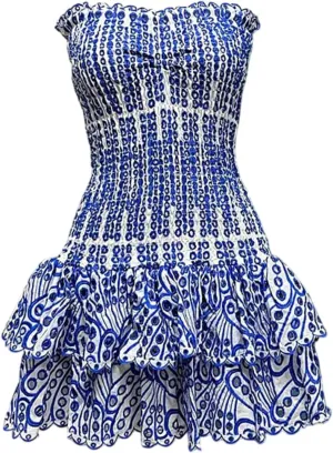 Summer Dress Ruched Waist Ruffle Tiered Layer Mini Dress for Special Event Women