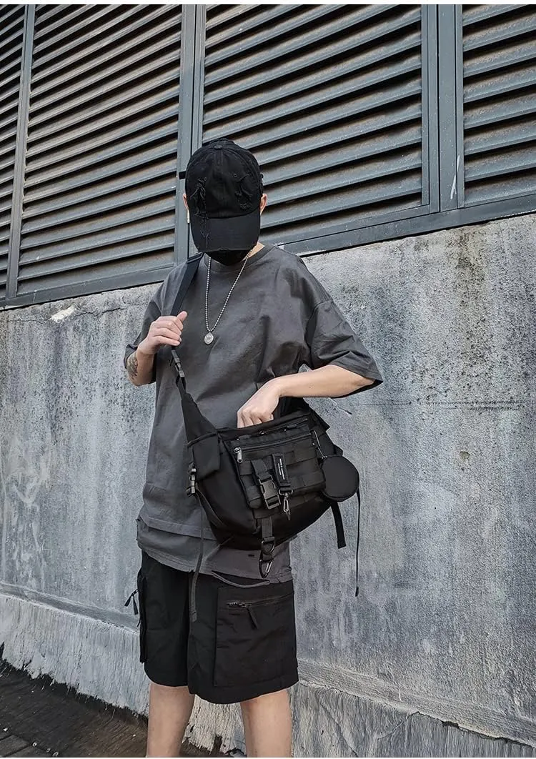 Techwear Crossbody Messenger Bag Japanese Harajuku Alt Emo Shoulder Bag Cool Hip Hop Goth Punk Streetwear