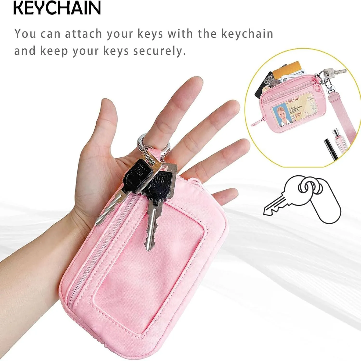 The Iris' Wallet 2nd Gen, Iris Wallet, The Iris Pouch Wristlet Zip Card Case with Id Window, Small Wristlet Wallets for Women (1Pcs* Beige with plaid)