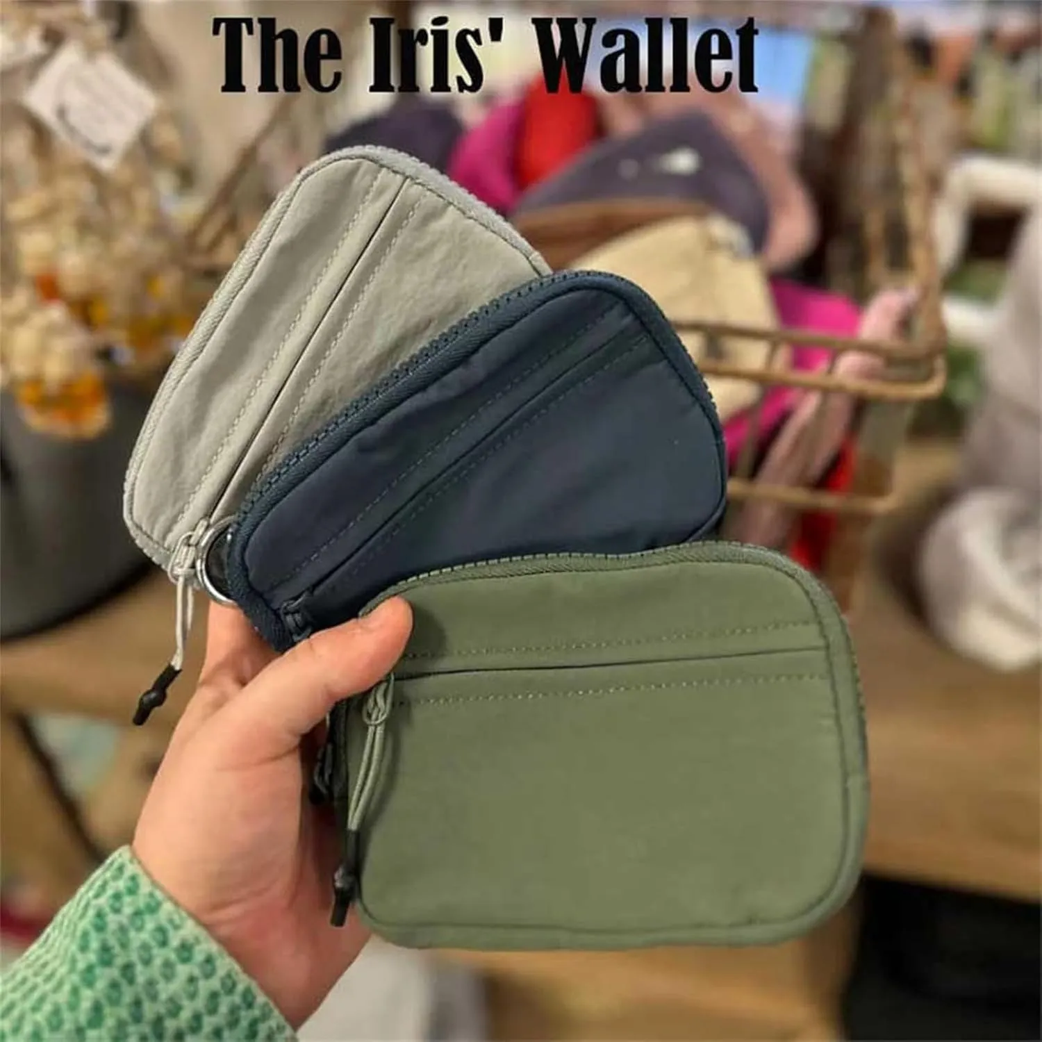 The Iris' Wallet 2nd Gen, Iris Wallet, The Iris Pouch Wristlet Zip Card Case with Id Window, Small Wristlet Wallets for Women (1Pcs* Beige with plaid)