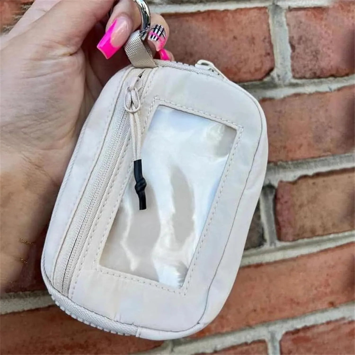 The Iris' Wallet 2nd Gen, Iris Wallet, The Iris Pouch Wristlet Zip Card Case with Id Window, Small Wristlet Wallets for Women (1Pcs* Beige with plaid)
