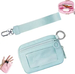 The Iris' Wallet 2nd Gen, Iris Wallet, The Iris Pouch Wristlet Zip Card Case with Id Window, Small Wristlet Wallets for Women (1Pcs* Ice Blue)