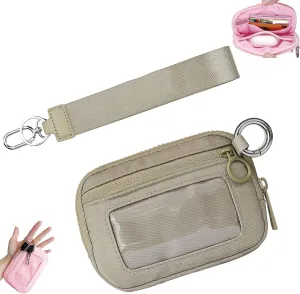 The Iris' Wallet 2nd Gen, Iris Wallet, The Iris Pouch Wristlet Zip Card Case with Id Window, Small Wristlet Wallets for Women (1Pcs* Khaki)