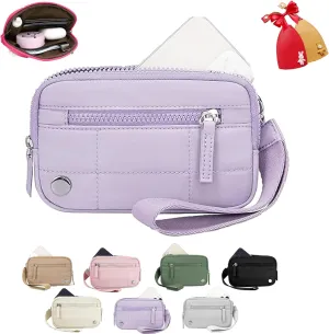 The Iris Wallet 2nd Gen - Rainbow Pouch Wristlet Zip Card Case With ID Window - Women's Waterproof Nylon Keychain Wallet (Purple)