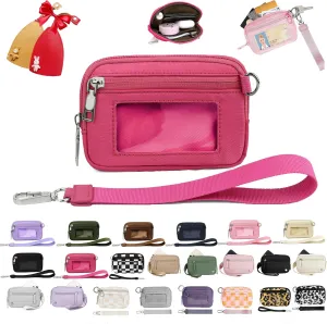 The Iris' Wallet 2nd Gen, The Iris' Wallet, The Iris Pouch Wristlet With ID Window, Women'S Waterproof Nylon Keychain Wallet (A/2pcs keychain)