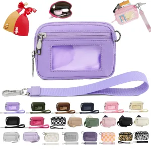 The Iris' Wallet 2nd Gen, The Iris' Wallet, The Iris Pouch Wristlet With ID Window, Women'S Waterproof Nylon Keychain Wallet (C/2pcs keychain)