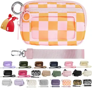 The Iris' Wallet 2nd Gen, The Iris' Wallet, The Iris Pouch Wristlet With ID Window, Women'S Waterproof Nylon Keychain Wallet (M/2pcs keychain)