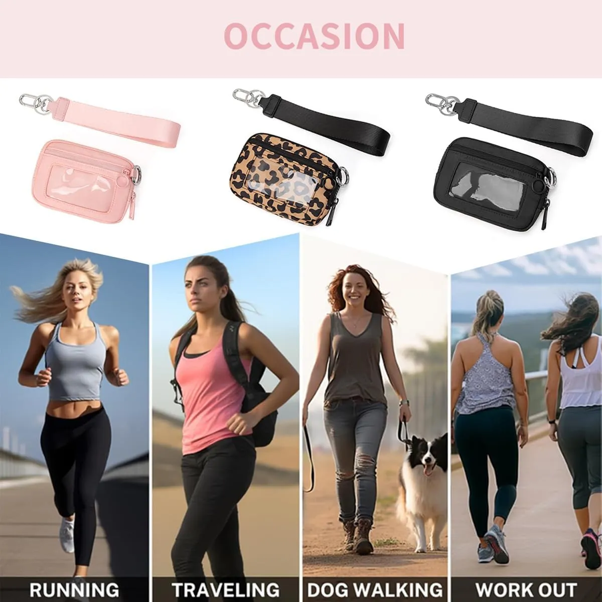 The Iris' Wallet 2nd Gen, The Iris' Wallet, The Iris Pouch Wristlet With ID Window, Women'S Waterproof Nylon Keychain Wallet (M/2pcs keychain)
