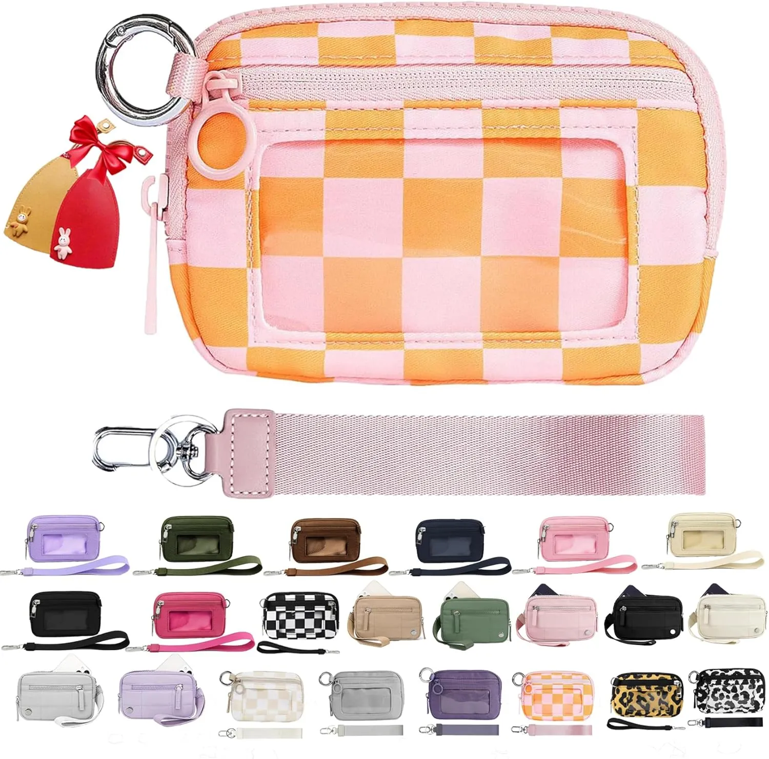 The Iris' Wallet 2nd Gen, The Iris' Wallet, The Iris Pouch Wristlet With ID Window, Women'S Waterproof Nylon Keychain Wallet (M/2pcs keychain)