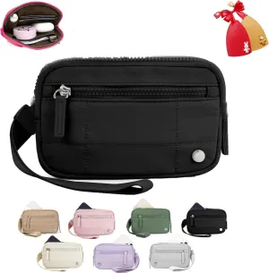 The Iris' Wallet 2nd Gen, The Iris' Wallet, The Iris Pouch Wristlet Zip Card Case With ID Window, The Iris Pouch Wristlet Rainbow Wallet, Women'S Waterproof Nylon Keychain Wallet (Black)